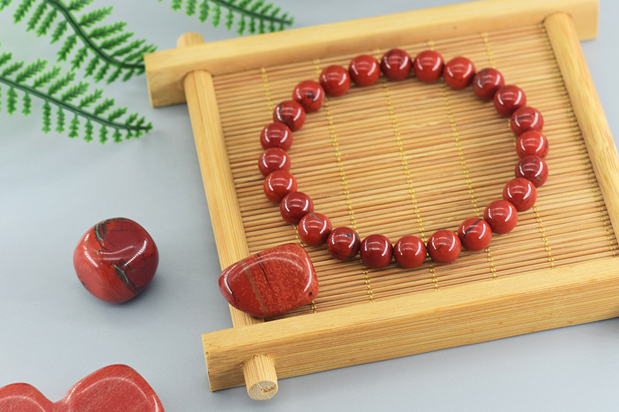 Natural Red Jasper Beaded Meditation Bracelet